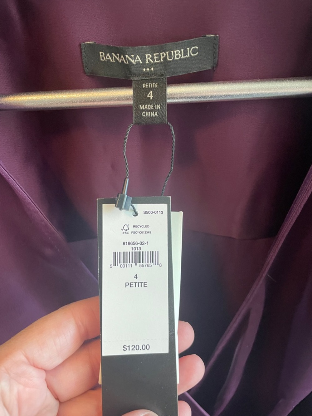 Banana Republic Plum Satin Wrap Midi Dress - Picture 2 of 7